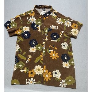 Dravus Seek The Unknown Mushroom Button Up Shirt Men's Small Rayon Psychedelic